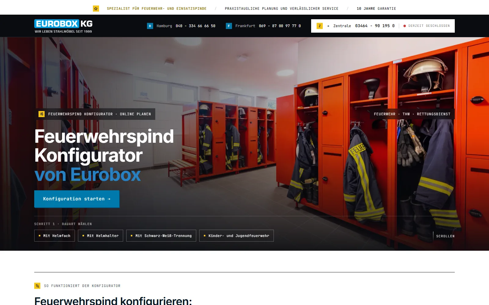 Eurobox fire-brigade locker configurator website