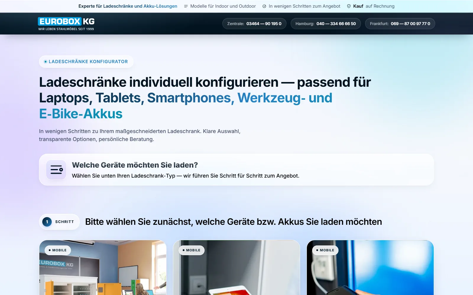 Eurobox charging-cabinet configurator website