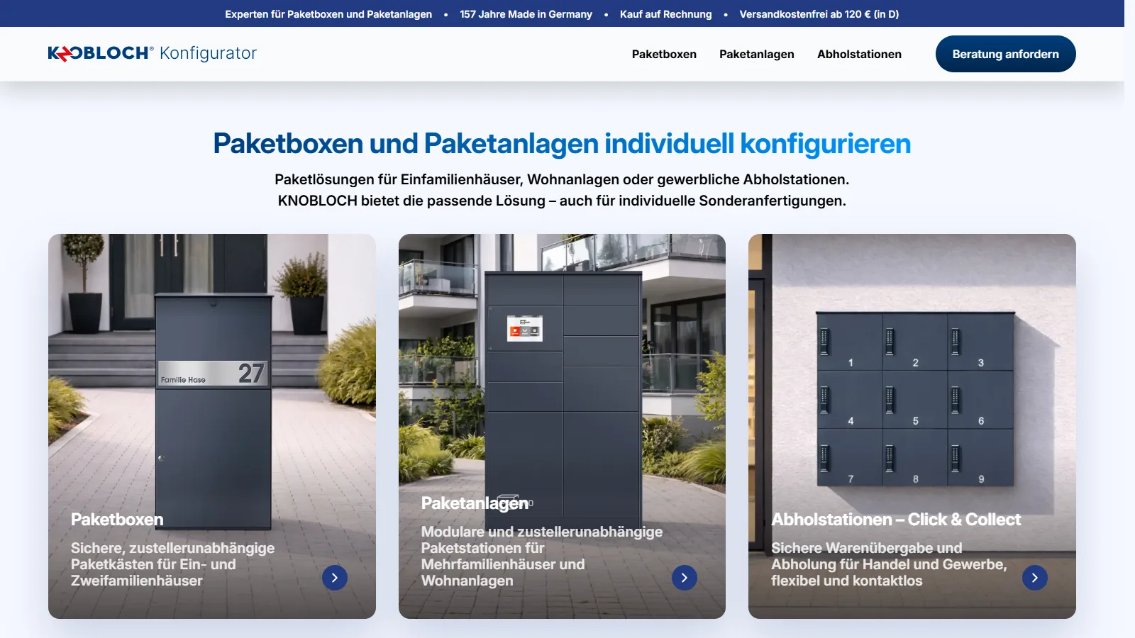 Knobloch parcel-box configurator website